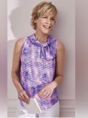 Soft Surroundings Size S Sleeveless Adrie Top Blouse in Orchid Multi NEW!